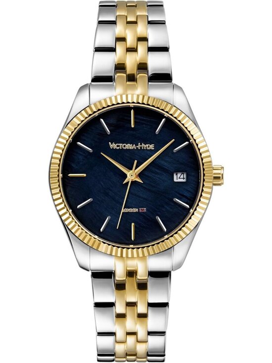 Women\'s Blue Face Two Toned Stainless Steel Quartz Movement Elegant Wrist Watch